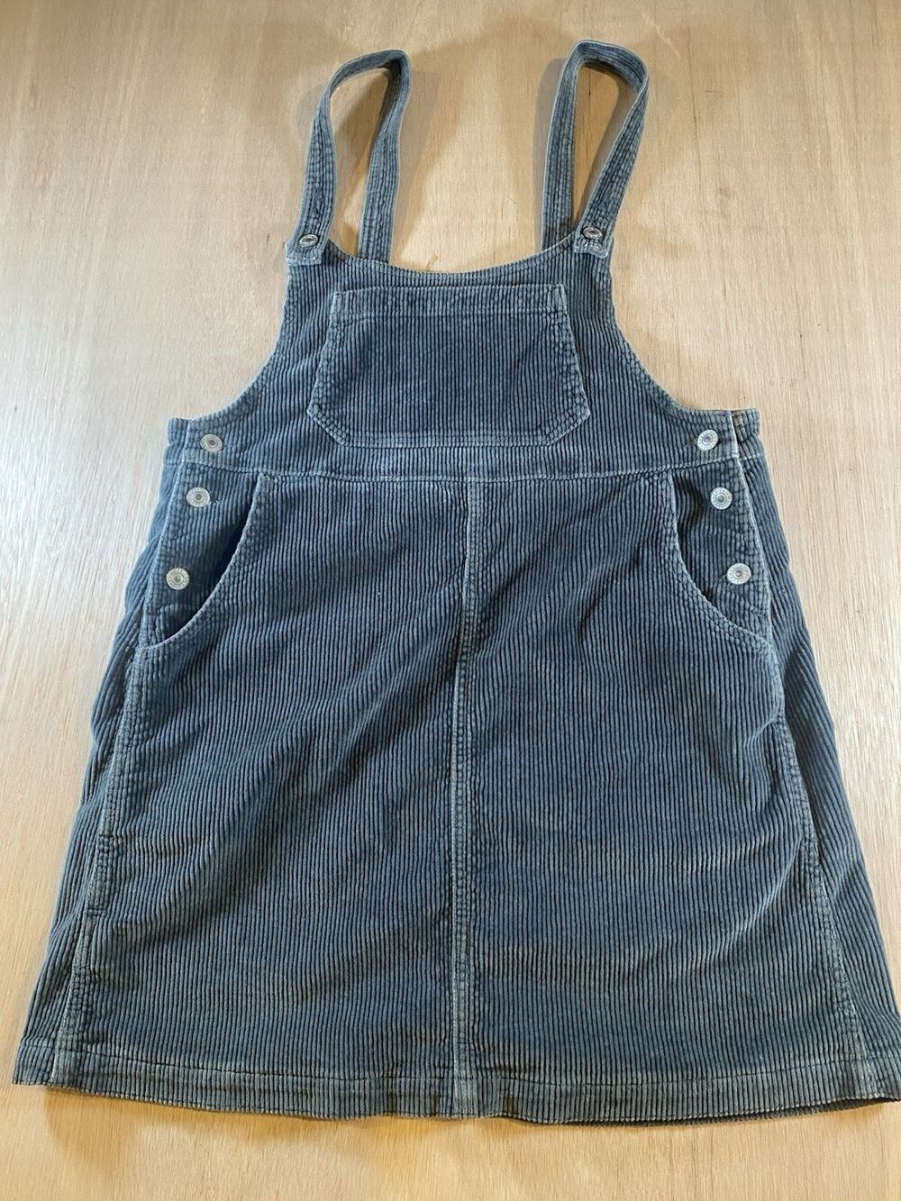 American Eagle Outfitters Corduroy Overall Dress Square Neck Pockets Blue Gray M